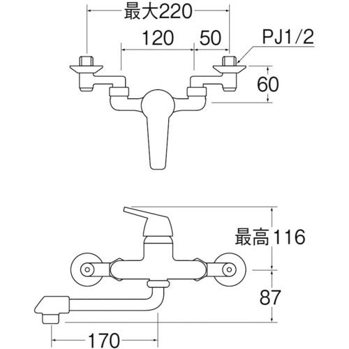 Amazon | SANEI(サンエイ) シングル混合栓 キッチン用 壁付き 断熱